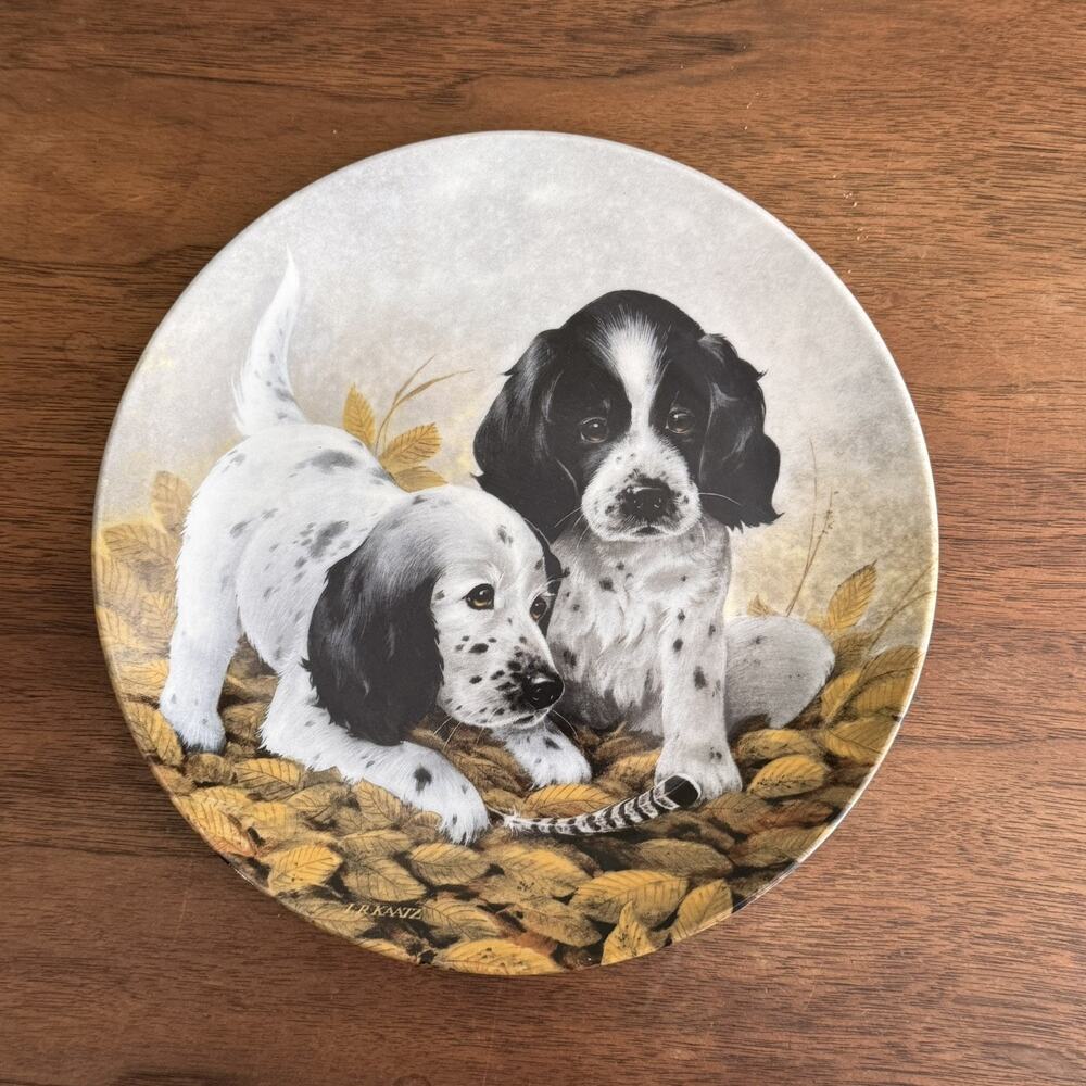 1989 Knowles English Setters Puppy Dog Plate By Lynn Kaatz 8.5" *